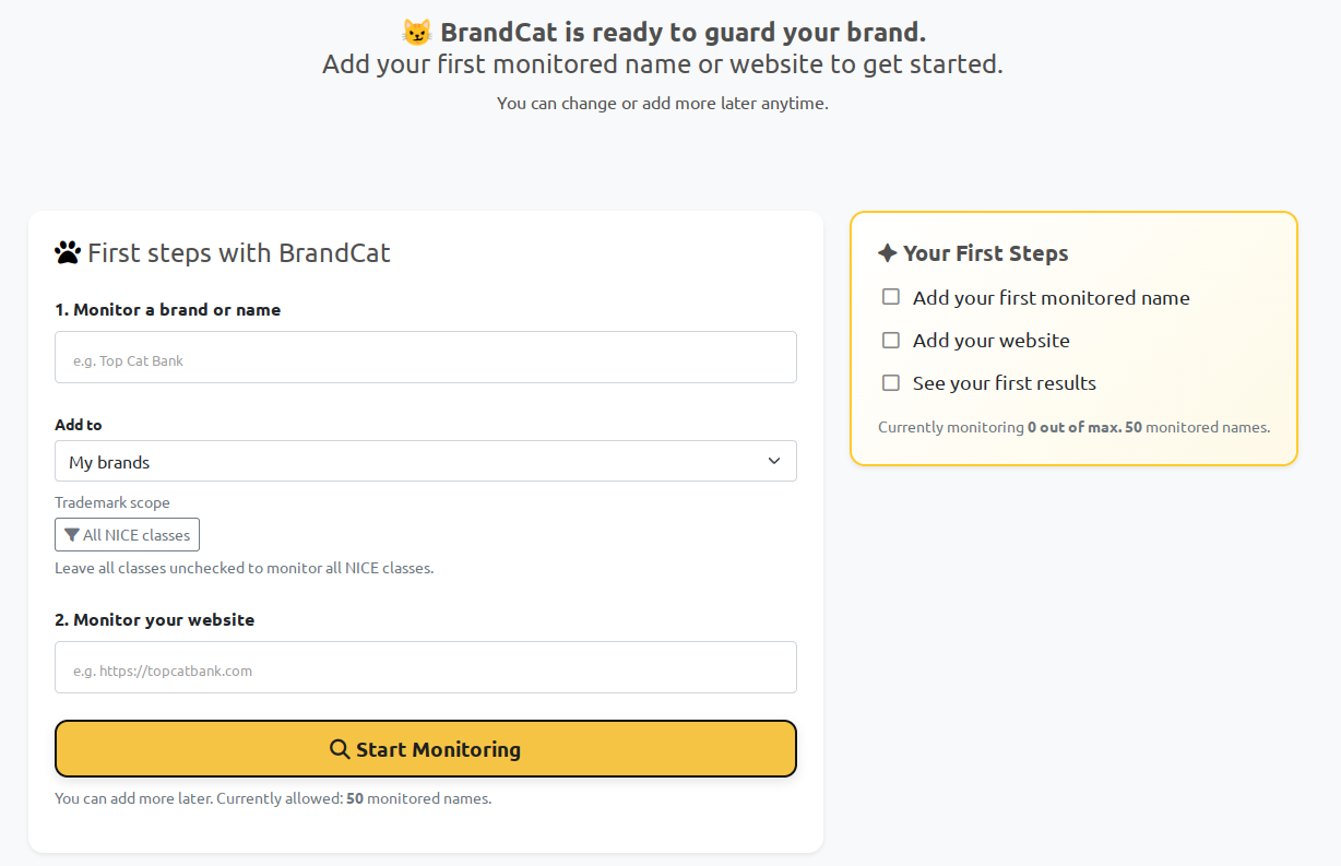First steps with BrandCat