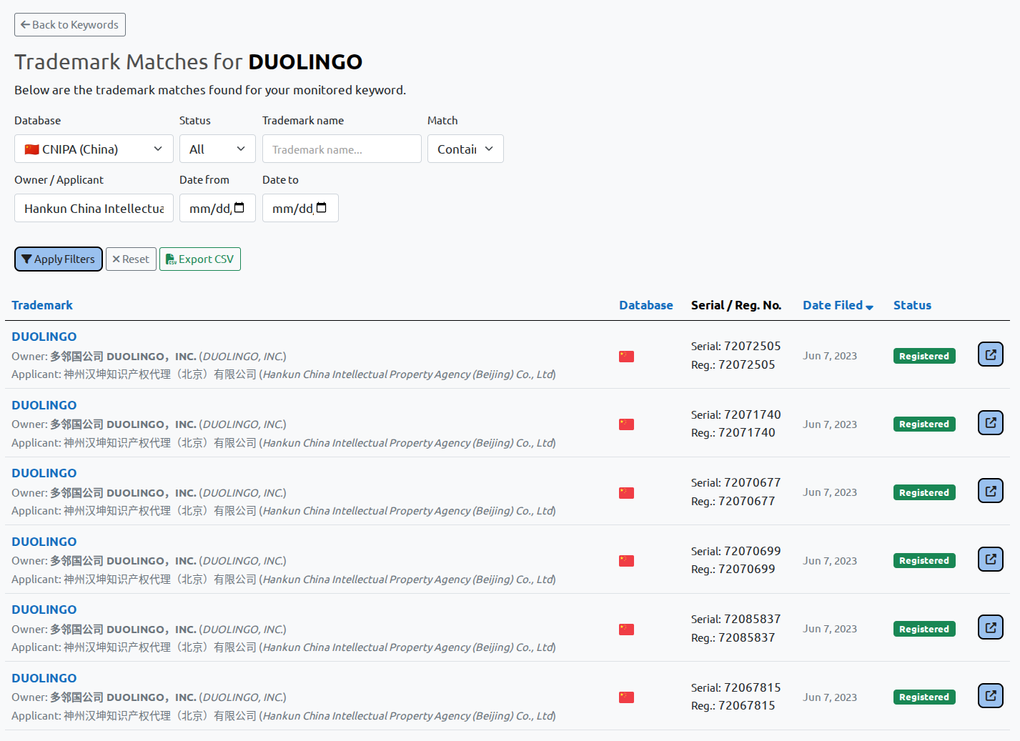 Trademark script normalization example
